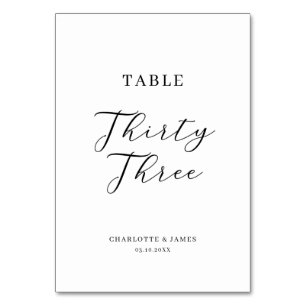 Minimalist Script Table Thirty-Three Table Number