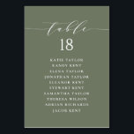 Minimalist Script Taupe Green Wedding Seating Plan Table Number<br><div class="desc">Add a touch of charm to your event with our customizable table seating cards, designed with delightful whimsical script. Perfect for weddings, parties, or any special gathering, these cards will help guide your guests to their seats in style. Customize each taupe green table seating card with guest names and table...</div>
