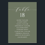 Minimalist Script Taupe Green Wedding Seating Plan Table Number<br><div class="desc">Add a touch of charm to your event with our customizable table seating cards, designed with delightful whimsical script. Perfect for weddings, parties, or any special gathering, these cards will help guide your guests to their seats in style. Customize each taupe green table seating card with guest names and table...</div>