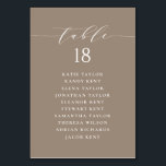 Minimalist Script Taupe Wedding Seating Plan Table Number<br><div class="desc">Customizable table number seating plan. It features a whimsical script and classic typography. Personalize by adding your own details. This minimalist table seating plan is perfect for any weddings,  baby showers,  bridal showers,  birthdays,  and so much more.</div>
