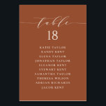 Minimalist Script Terracotta Wedding Seating Plan Table Number<br><div class="desc">Customizable table number seating plan. It features a terracotta whimsical script and classic typography. Personalize by adding your own details. This minimalist table seating plan is perfect for any weddings,  baby showers,  bridal showers,  birthdays,  and so much more.</div>
