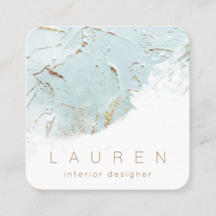 minimalist script textured blue gold Business Card