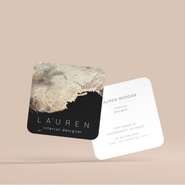 Minimalist Script Textured Gold Business Card (Creator Uploaded)
