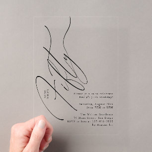 Minimalist Script Typography 50th Birthday Party Acrylic Invitations