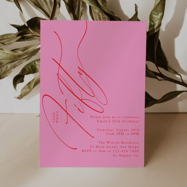 Minimalist Script Typography 50th Birthday Party Invitation (Creator Uploaded)