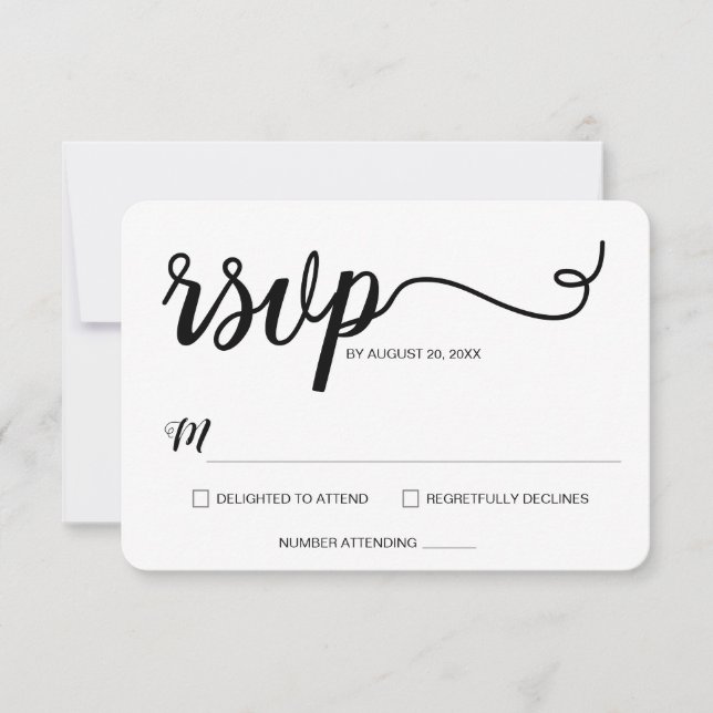 Minimalist Script Typography Elegant RSVP Card (Front)