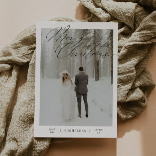 Minimalist Script Typography Photo Christmas Holiday Card