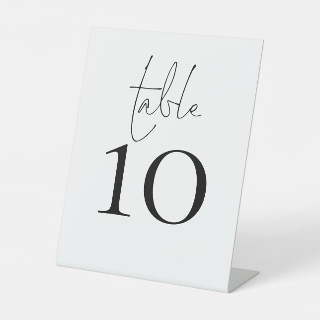 Minimalist Script Typography Wedding Table Number Pedestal Sign (Front)