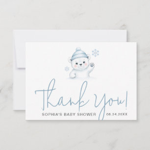 Minimalist Script Typography Winter Baby Shower Thank You Card