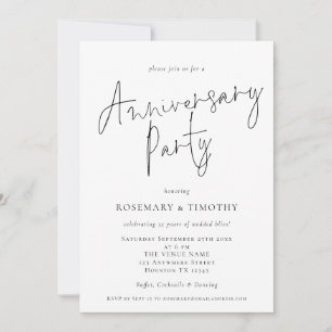 Minimalist Script Wedding Anniversary Party Invitation