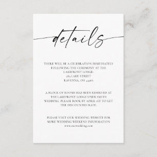 Minimalist Script Wedding Details Enclosure Card