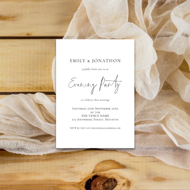 Minimalist Script Wedding Evening Party Invitation (Creator Uploaded)