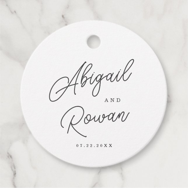 Minimalist Script Wedding Favour Tag (Front)
