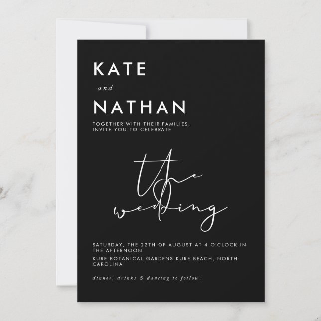 Minimalist Script Wedding Invitation (Front)