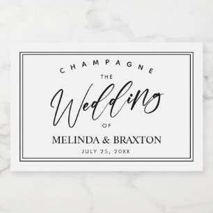 Minimalist Script Wedding Mini Sparkling Wine Label