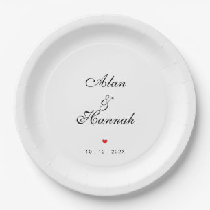 Minimalist Script Wedding or Anniversary Paper Plate