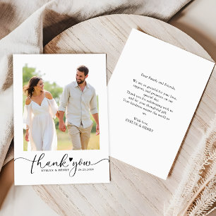 Minimalist Script Wedding Photo Budget Thank You  Card