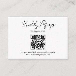 Minimalist Script Wedding QR Code Rsvp Enclosure Card