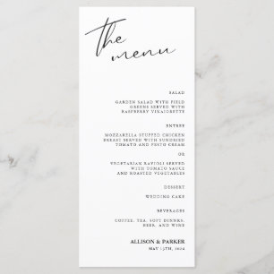 Minimalist Script Wedding Reception Menu