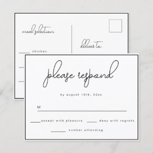 Minimalist Script Wedding Response RSVP Postcard