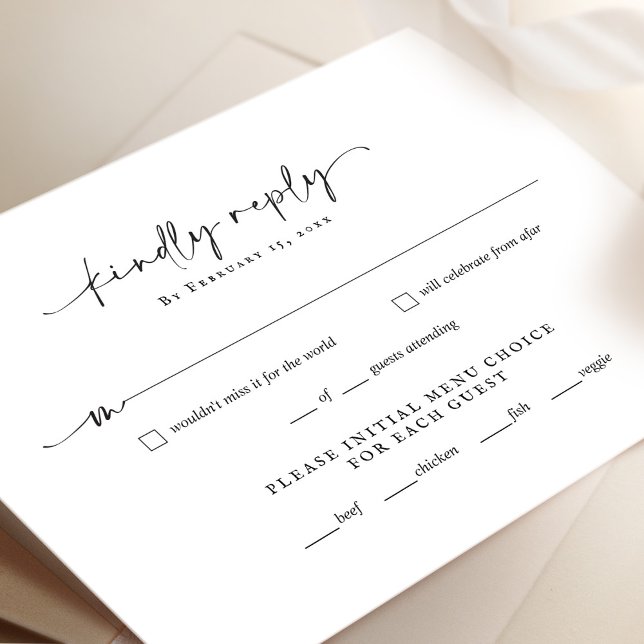 Minimalist Script Wedding RSVP Reply Card (Creator Uploaded)