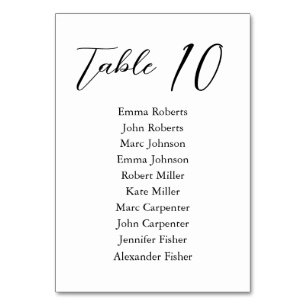 Minimalist Script Wedding Seating Plan Table Number