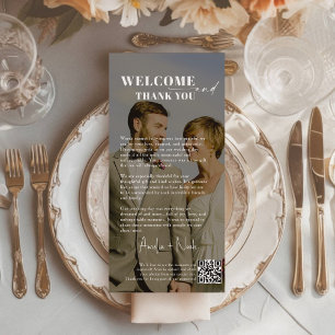 Minimalist Script Wedding Thank You Card QR Code