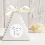 Minimalist Script Wedding Thank You Favour Classic Round Sticker<br><div class="desc">Minimalist Script Wedding Thank You Favour Classic Round Sticker. Personalize with your names and wedding date.</div>