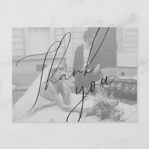 Minimalist Script Wedding Thank You Postcard