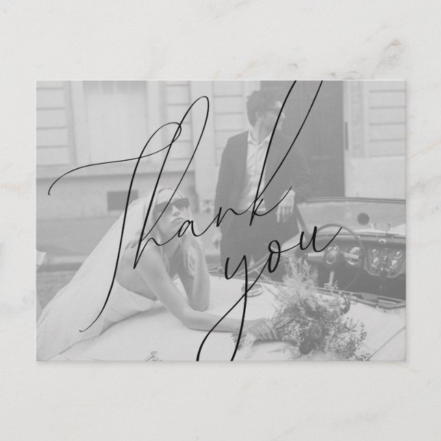 Minimalist Script Wedding Thank You Postcard (Front)