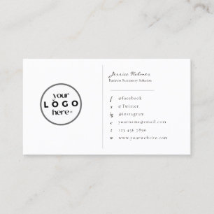 Minimalist Script White Custom Corporate Branding Business Card