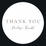 Minimalist Script White Modern Custom Wedding Classic Round Sticker<br><div class="desc">Minimalist Script White Modern Custom Wedding Classic Round Sticker</div>