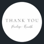 Minimalist Script White Modern Custom Wedding Classic Round Sticker<br><div class="desc">Minimalist Script White Modern Custom Wedding Classic Round Sticker</div>