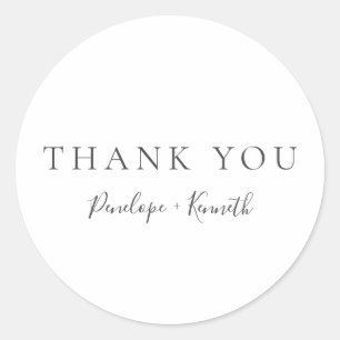 Minimalist Script White Modern Custom Wedding Classic Round Sticker