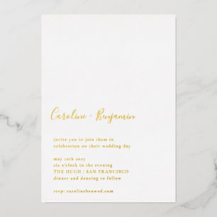 Minimalist Script White Modern Wedding Gold 