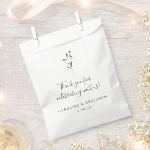 Minimalist Script White Wedding Custom Thank You Favour Bag