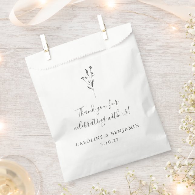 Minimalist Script White Wedding Custom Thank You Favour Bag (Clipped)