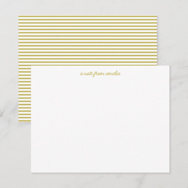 Minimalist Script Yellow Stripe Personalized Name Card (Front/Back)