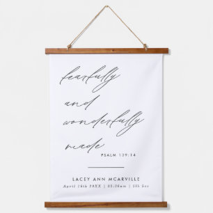 Minimalist Scripture Birth Details Nursery Hanging Tapestry