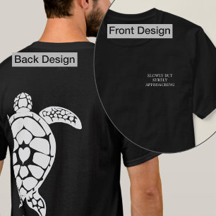 Minimalist Sea Turtle Front Back Print White Quote T-Shirt