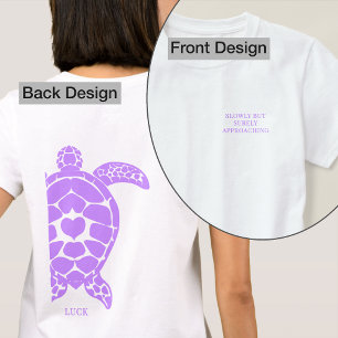 Minimalist Sea Turtle Front BackPrint Purple Quote T-Shirt