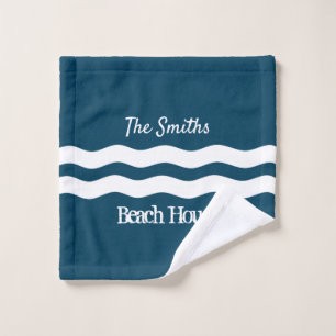 Minimalist Sea Waves Nautical Coastal Bath Towel Set