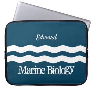 Minimalist Sea Waves Nautical Coastal Laptop Sleeve