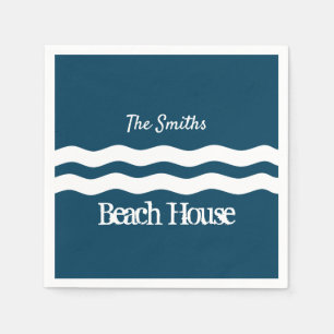 Minimalist Sea Waves Nautical Coastal Napkin