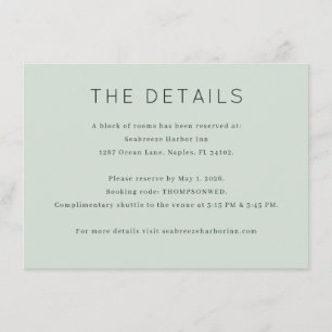 Minimalist Seafoam Green Typographic Enclosure Card