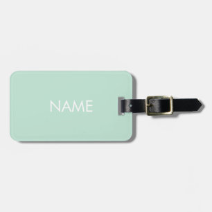 Minimalist seafoam mint green custom name monogram luggage tag