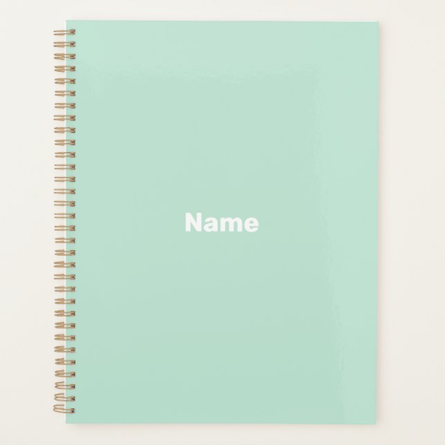 Minimalist seafoam mint green custom name or year  planner (Front)