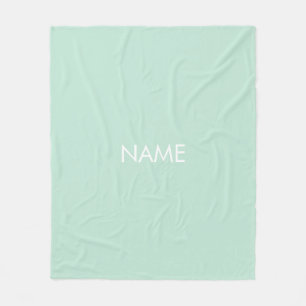 Minimalist seafoam mint green solid personalized fleece blanket