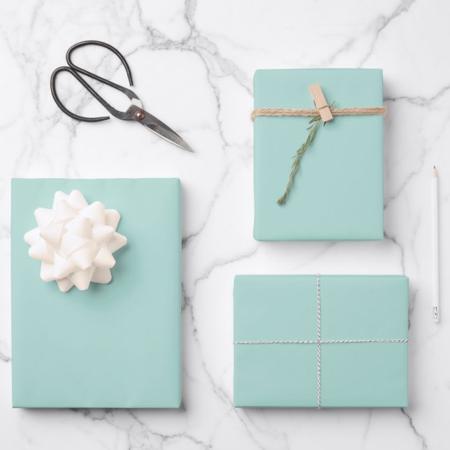 Minimalist seafoam mint green solid plain gift wrapping paper sheet (Front)