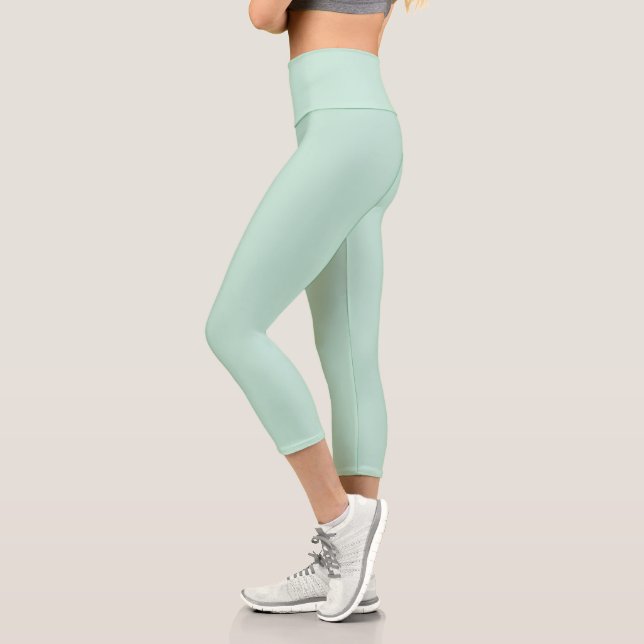 Minimalist seafoam mint green solid plain modern capri leggings (Left)